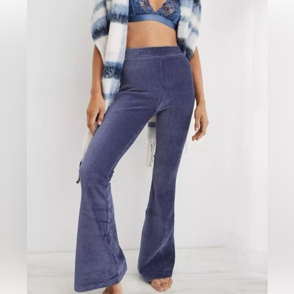 Aerie Indigo Corduroy Flare Pants